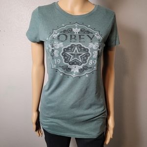 Women's Size Large Obey T-shirt Teal